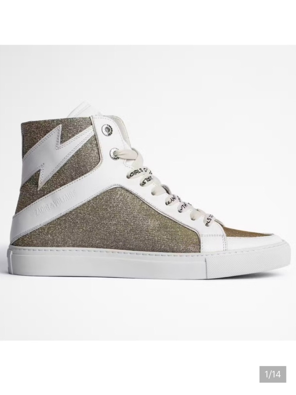 $448 -Zadig & Voltaire ZV1747 High Flash
Sneakers Size 36 Hightop Silver Shoes - Picture 3 of 11
